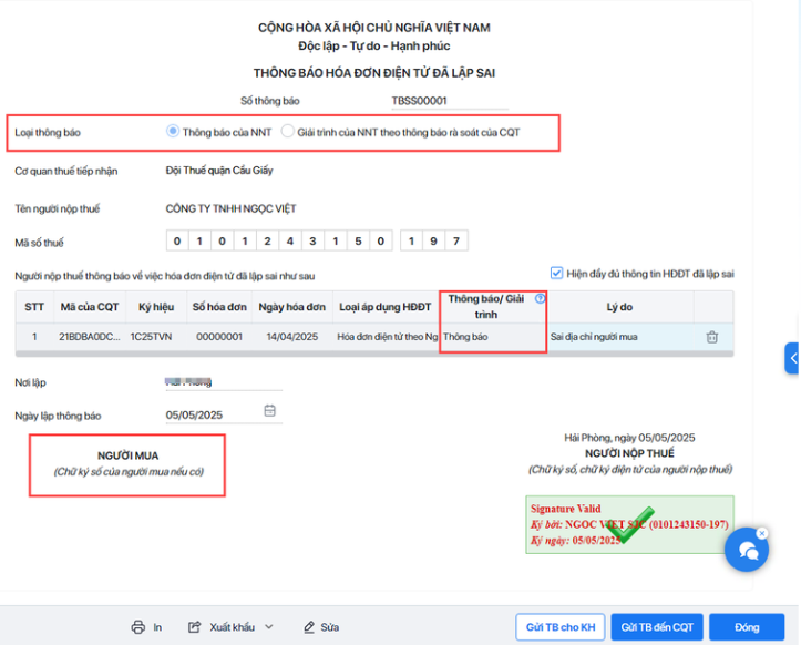 hóa đơn điện tử lập sai