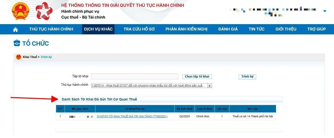 hoàn thành nộp tờ khai thuế