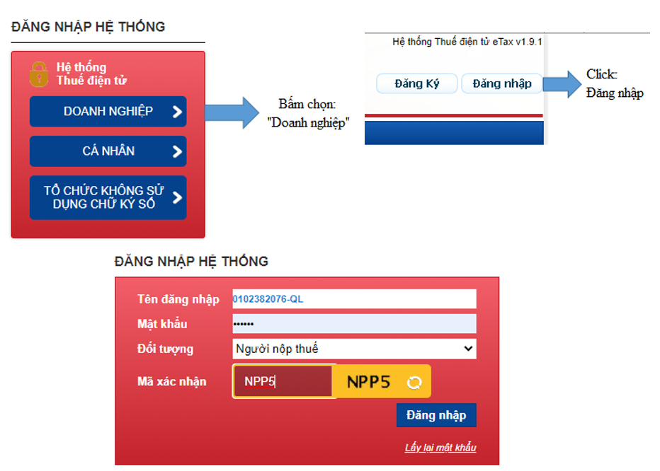 đăng nhập tài khoản thuế điện tử