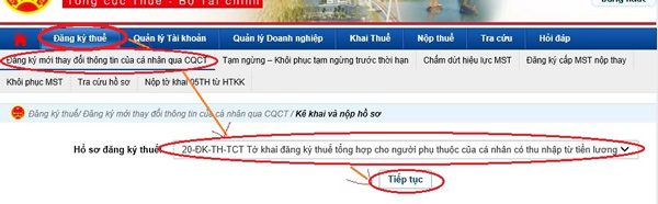 đăng ký người phụ thuộc giảm trừ gia cảnh