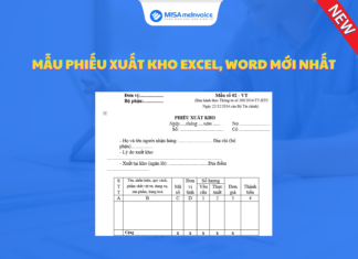 mẫu phiếu xuất kho excel