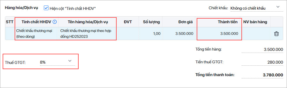 chiết khấu thương mại sau khi kết thúc CTKM 2