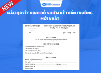 Mẫu quyết định bổ nhiệm kế toán trưởng