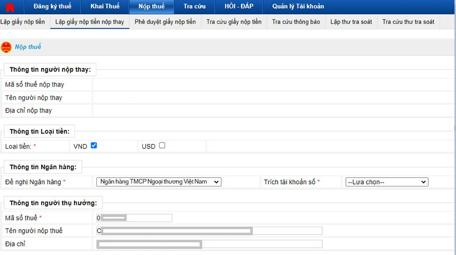 nộp thuế nhà thầu online