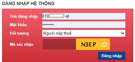 đăng nhập nộp thuế nhà thầu