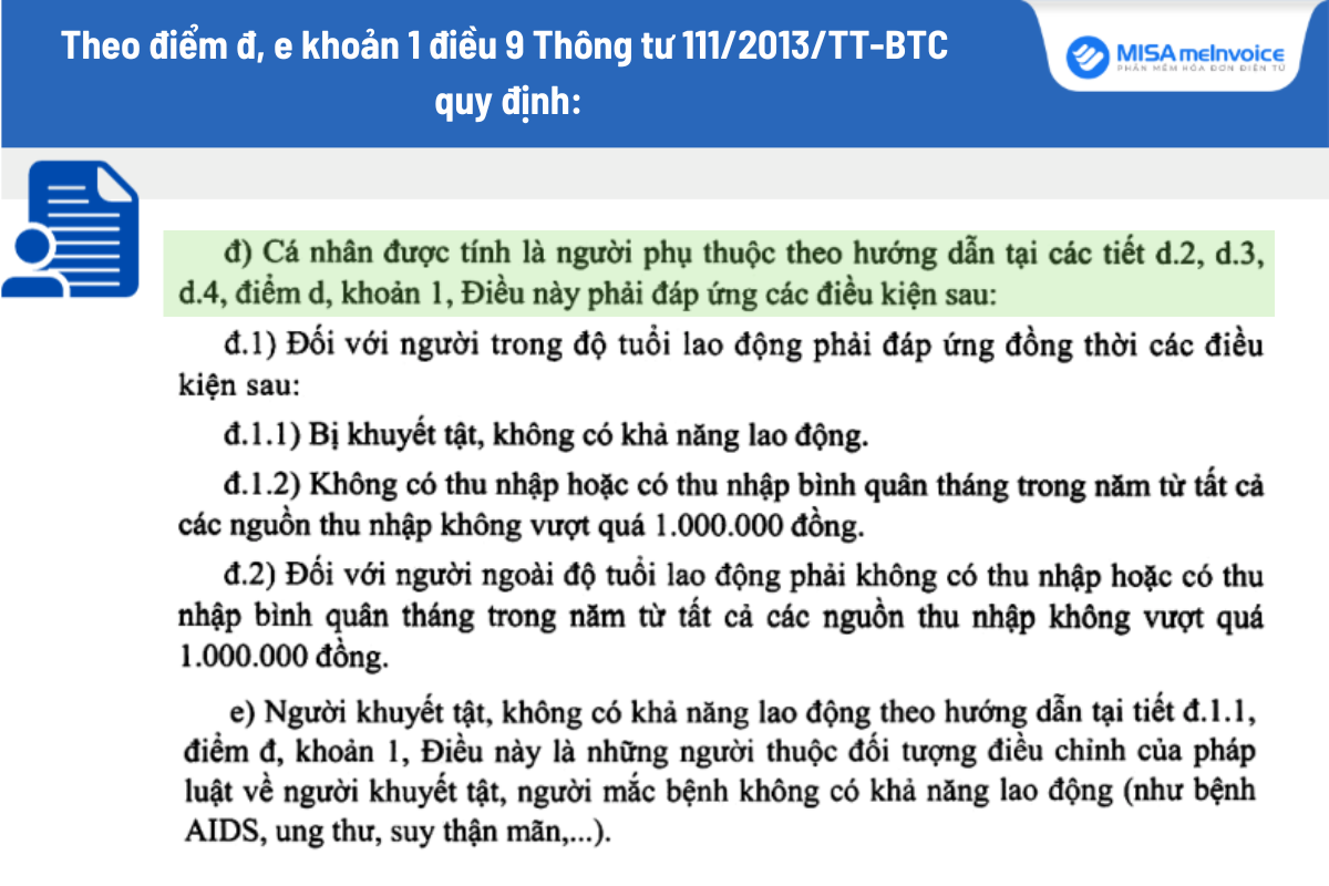 điều kiện người phụ thuộc