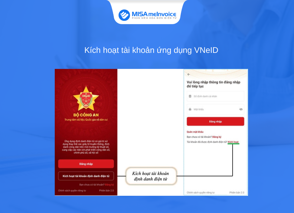 kích hoạt ứng dụng vneid