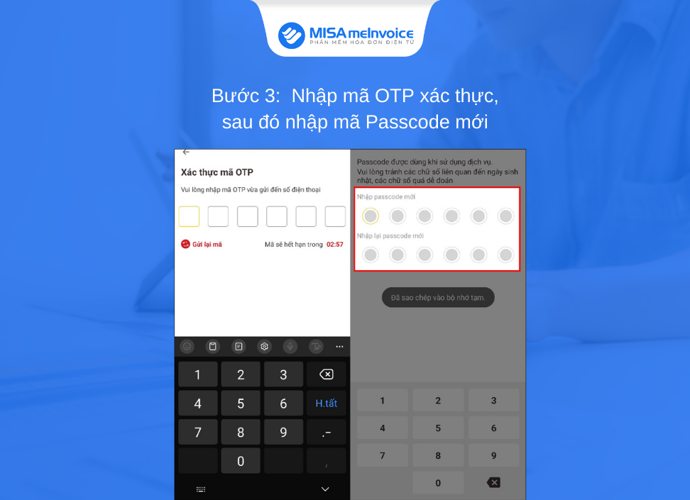 nhập passcode mới vneid