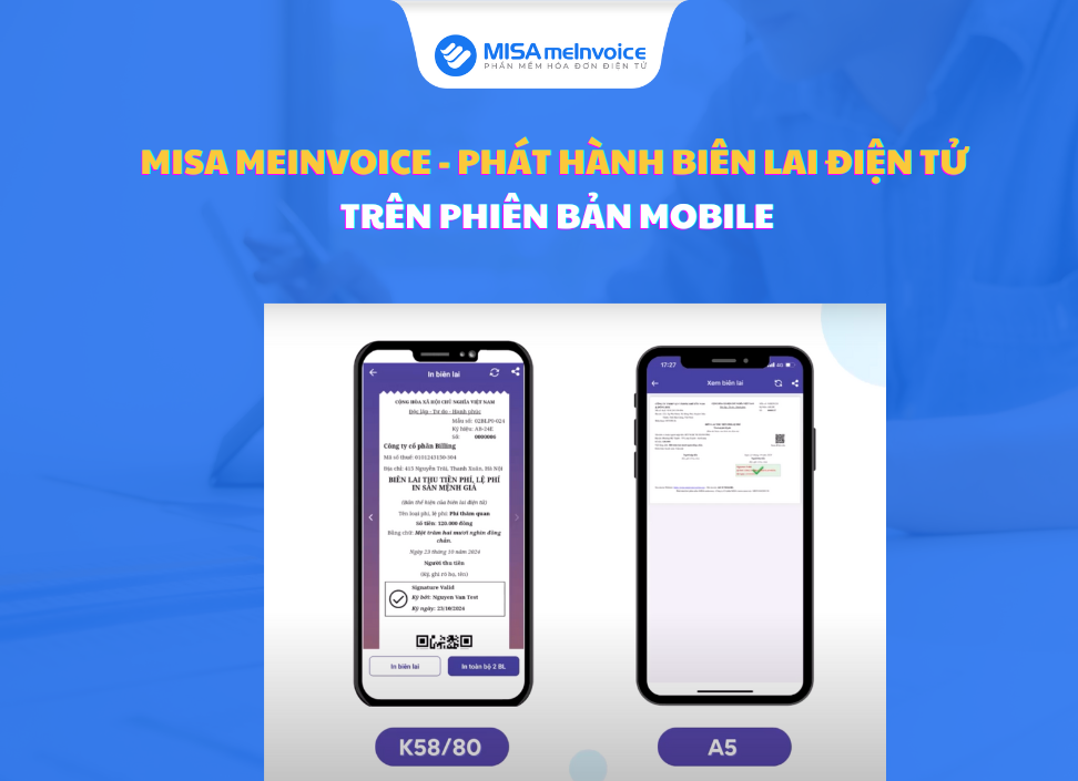 phát hành biên lai điện tử trên mobile