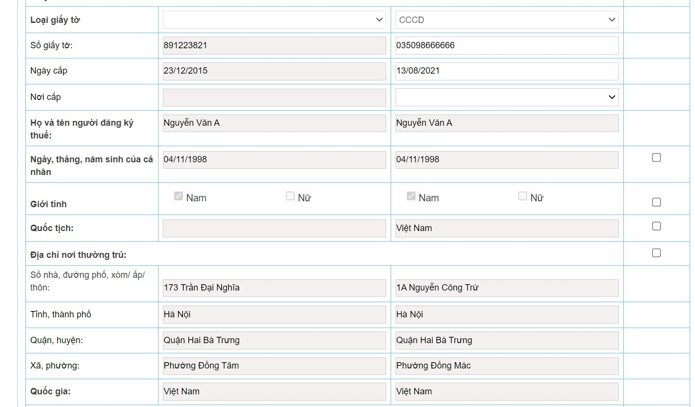 thông tin công dân từ CSDL QG