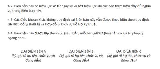 biên bản bù trừ công nợ ba bên