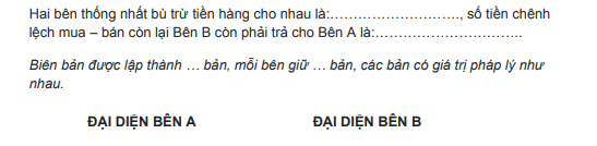 biên bản cấn trừ công nợ