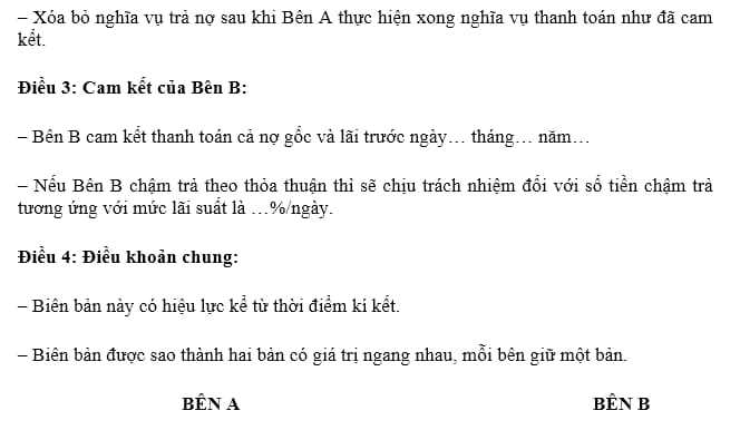 mẫu biên bản xác nhận công nợ cá nhân