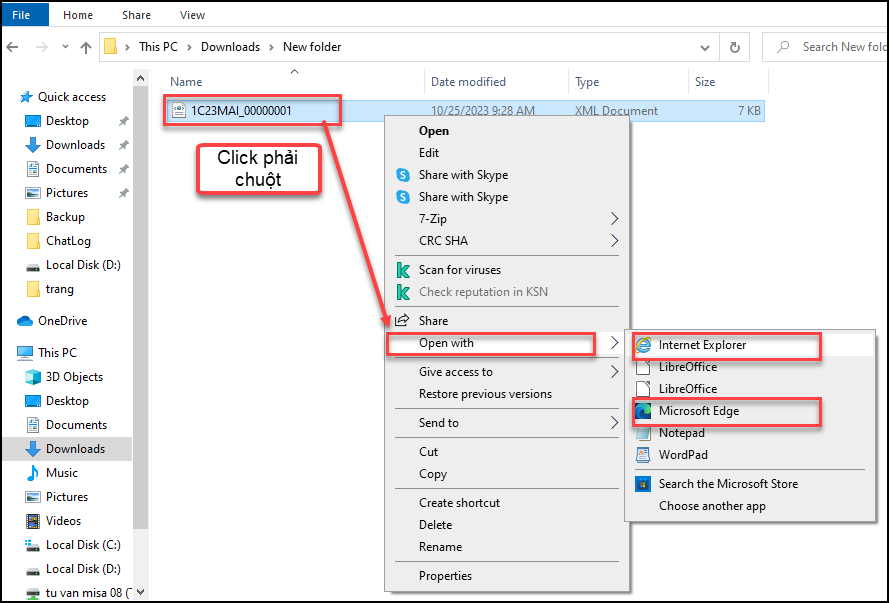 đọc file xml trên máy tính