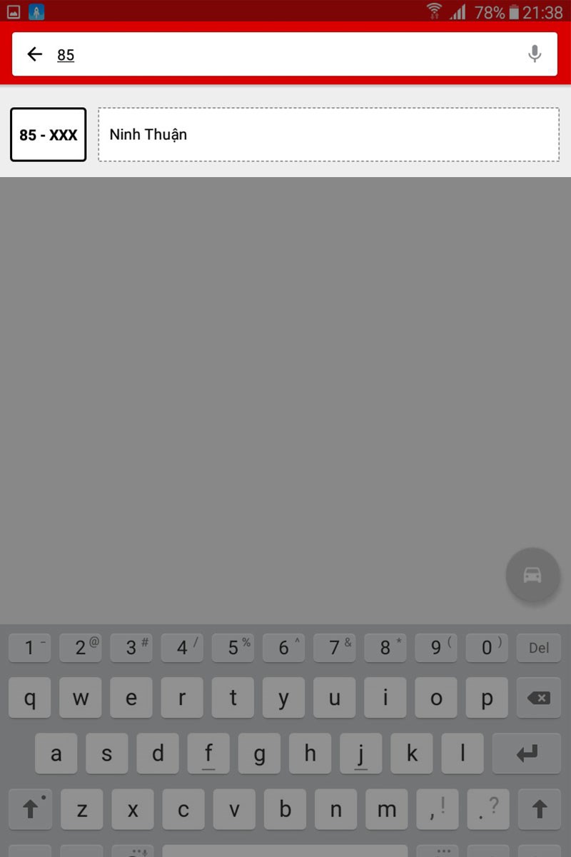 nhập biển số xe bạn muốn tra cứu tại giao diện chính