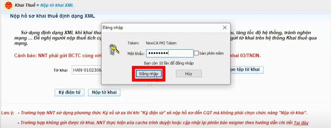 ký điện tử xác nhận nộp tờ khai