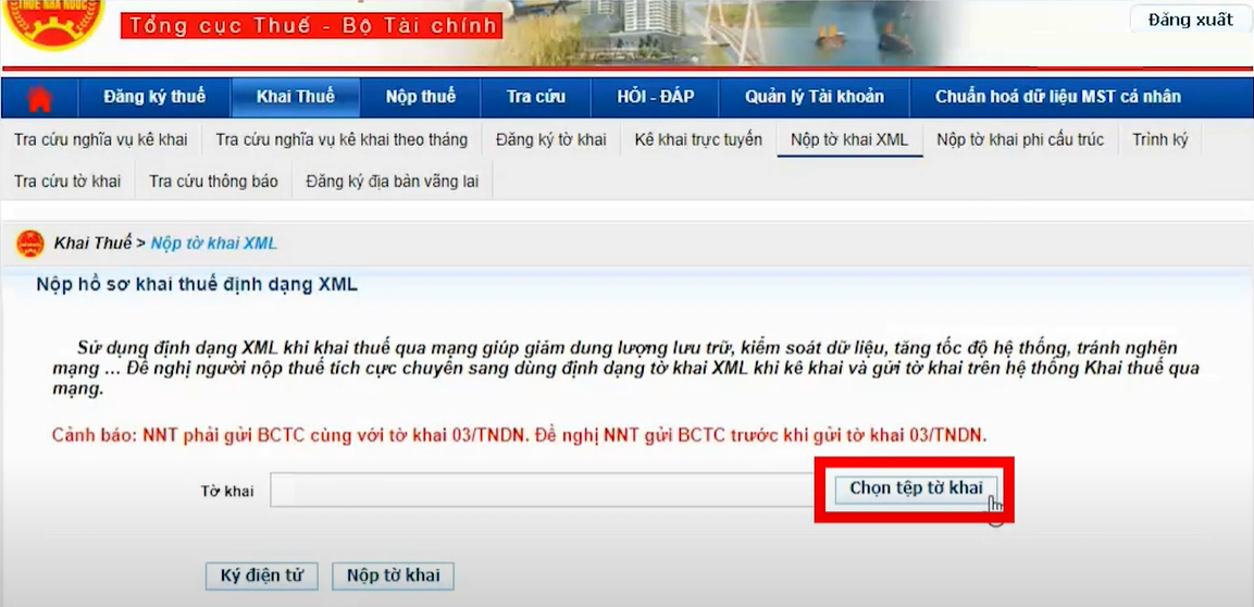 Nộp tờ khai quyết toán thuế TNDN