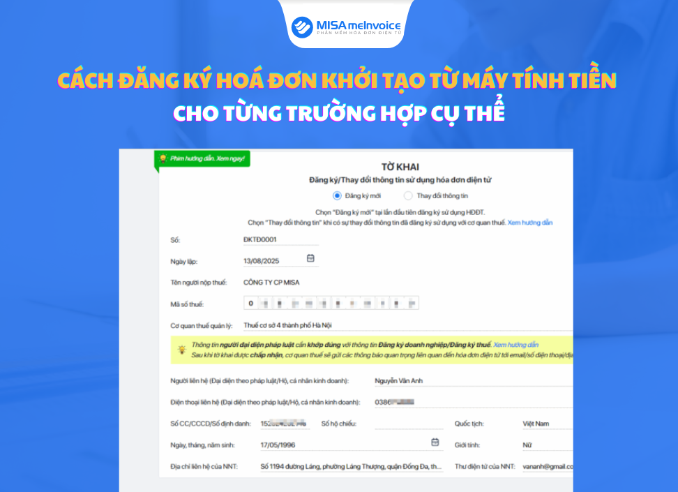 Cách đăng ký hoá đơn khởi tạo từ máy tính tiền CHUẨN NĐ 70 đăng ký hóa đơn khởi tạo từ máy tính tiền